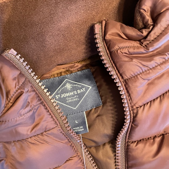 St. John’s Bay Brown Puffer Jacket, Soft and Comfortable - Picture 8 of 12
